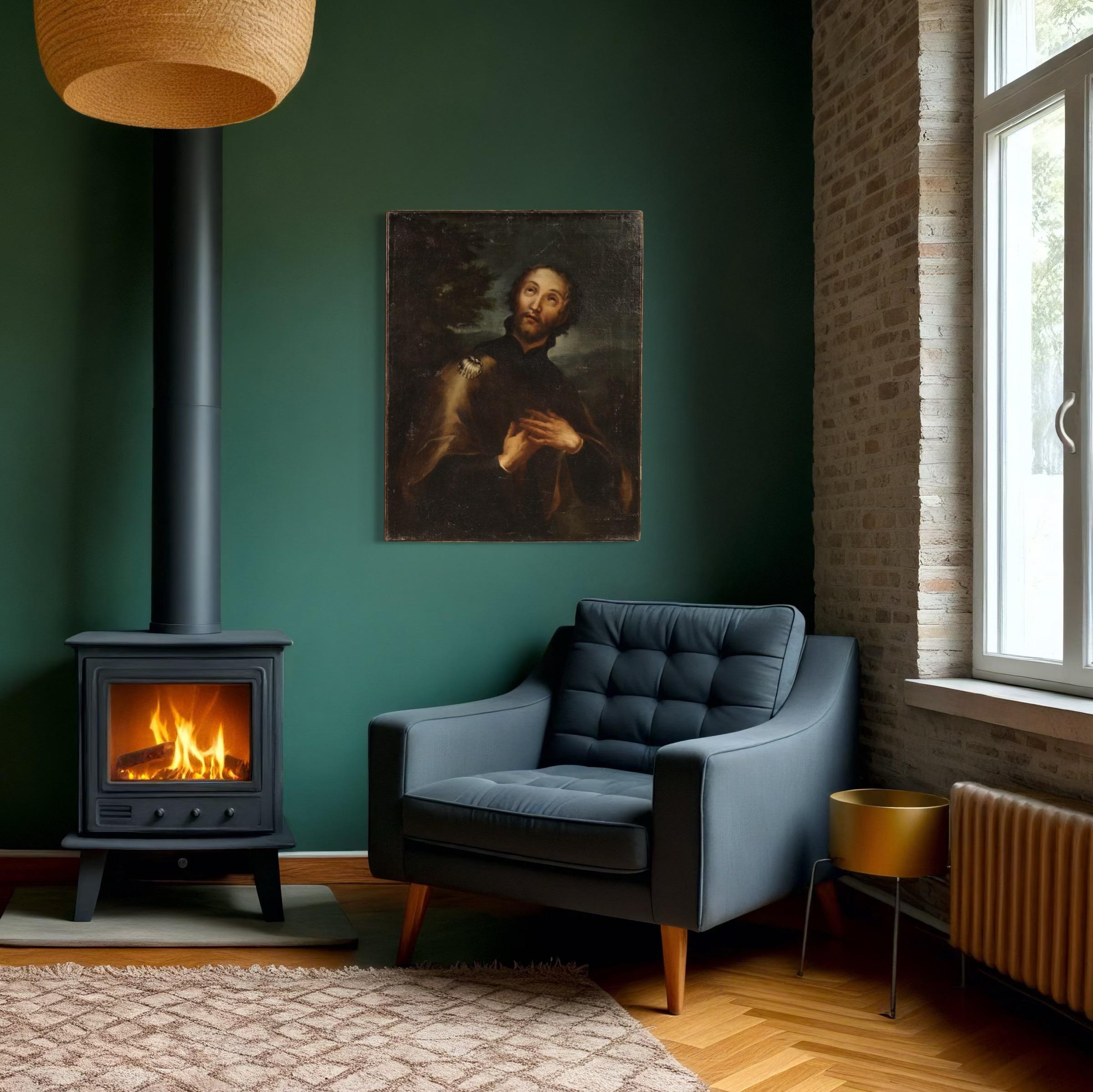 17th Century Oil on Canvas Italian Religious Painting Saint Roch, 1680 in vendita 3