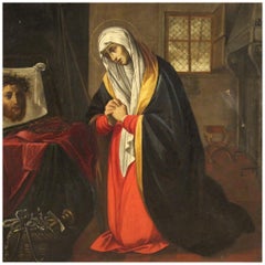 17th Century Oil on Canvas Italian Religious Painting Saint Veronica, 1660