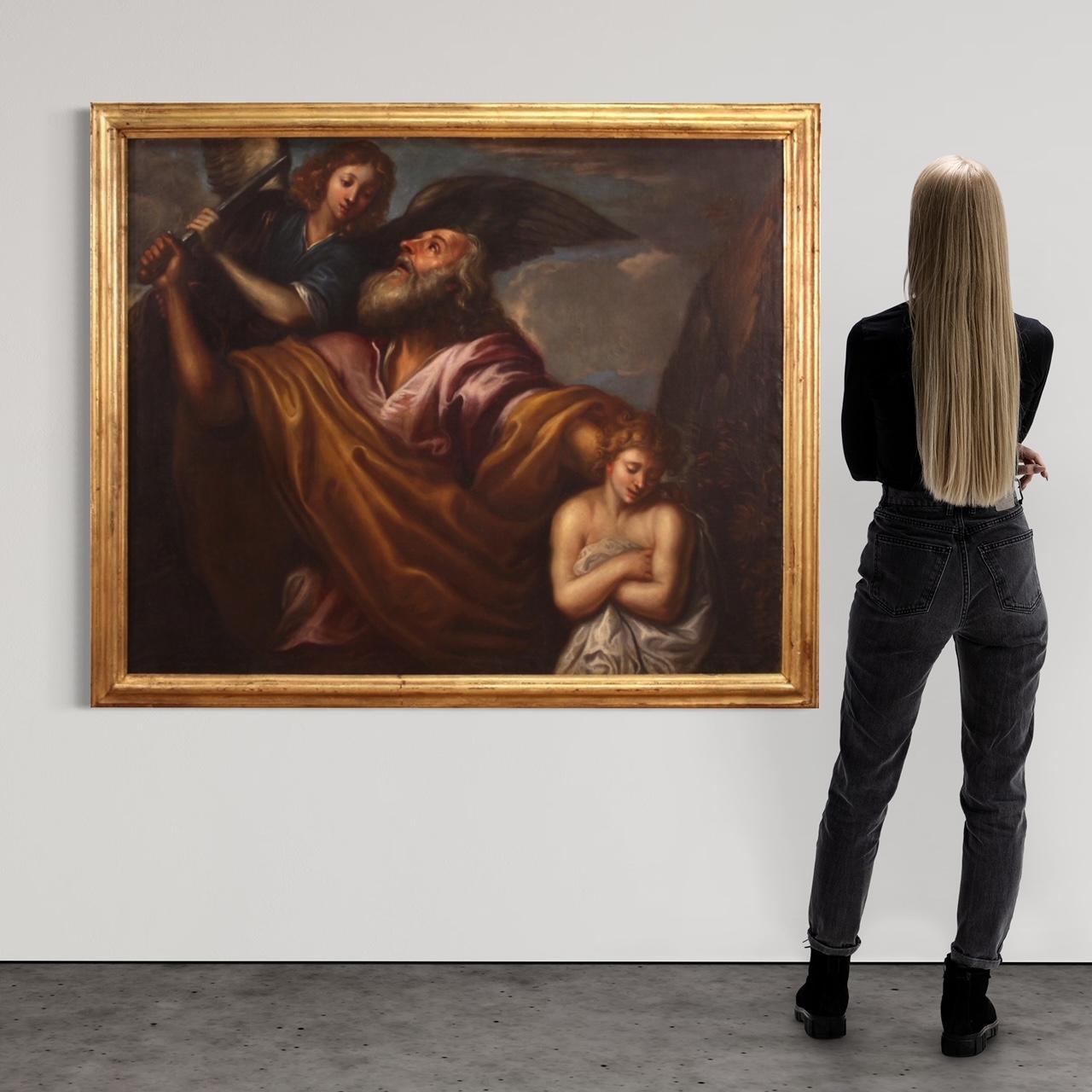 Italienisches religiöses Gemälde, Öl auf Leinwand, 17. Jahrhundert  Die Hingabe an Isaac im Zustand „Gut“ in Vicoforte, Piedmont