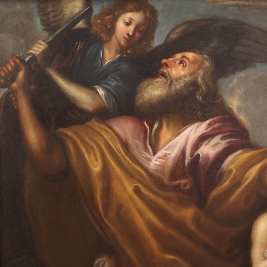 Italienisches religiöses Gemälde, Öl auf Leinwand, 17. Jahrhundert  Die Hingabe an Isaac 1