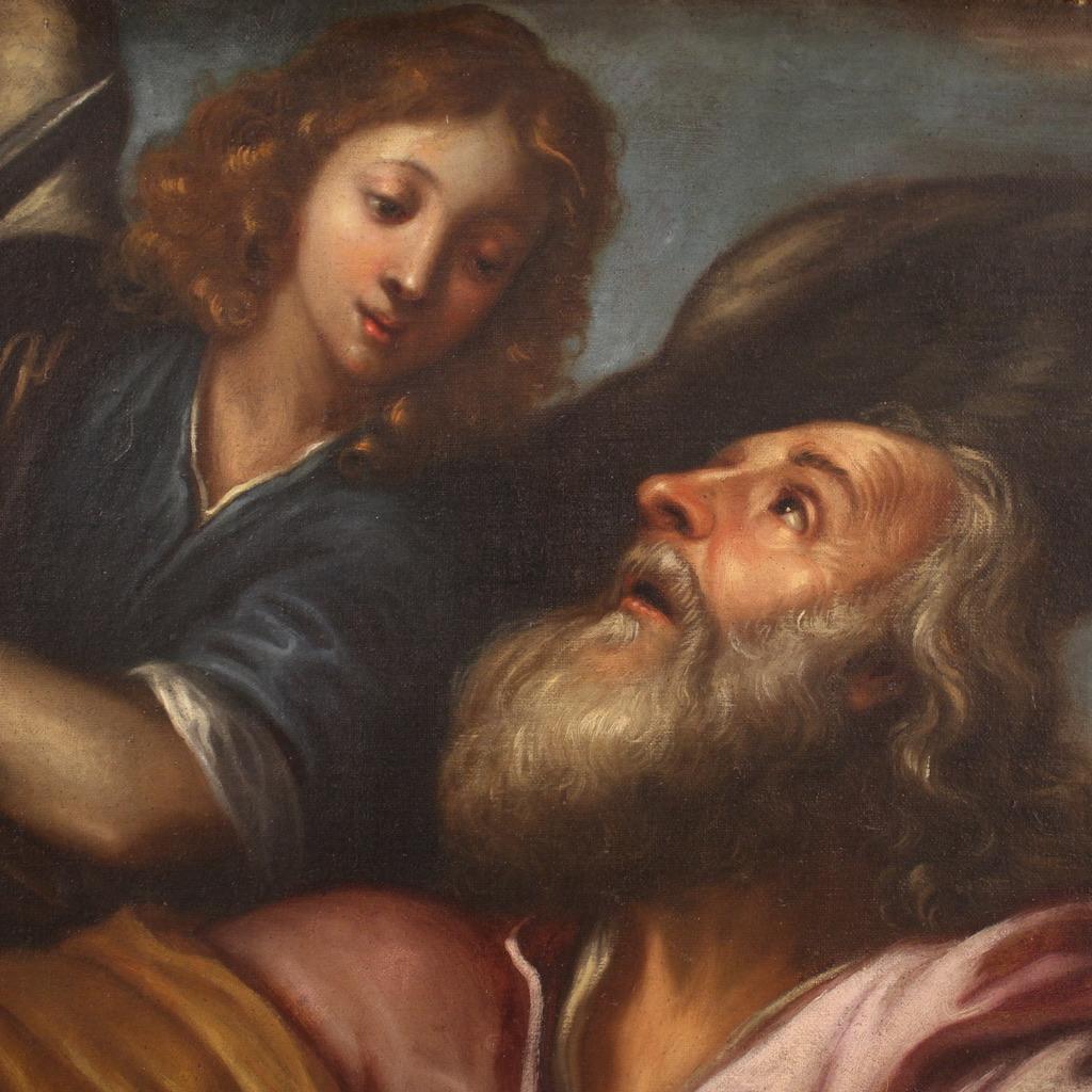 Italienisches religiöses Gemälde, Öl auf Leinwand, 17. Jahrhundert  Die Hingabe an Isaac 3