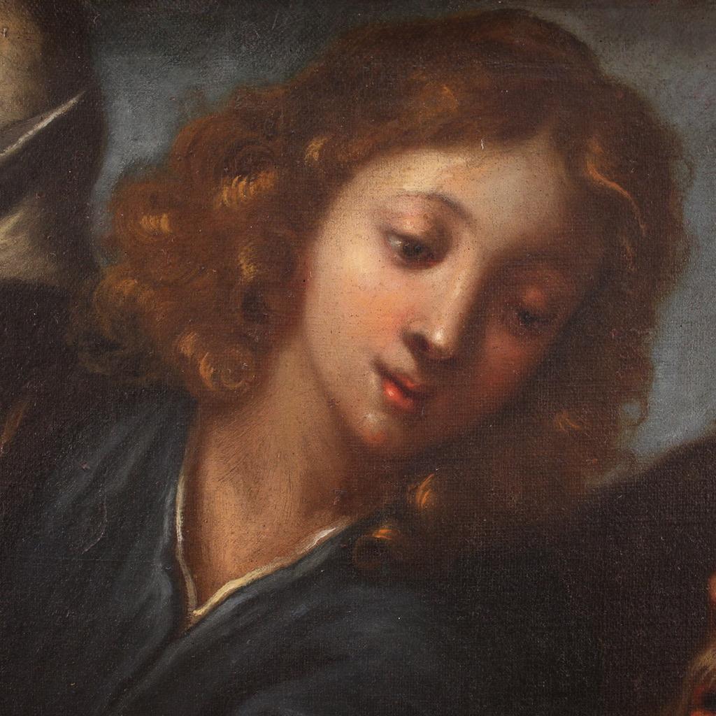 Italienisches religiöses Gemälde, Öl auf Leinwand, 17. Jahrhundert  Die Hingabe an Isaac 4