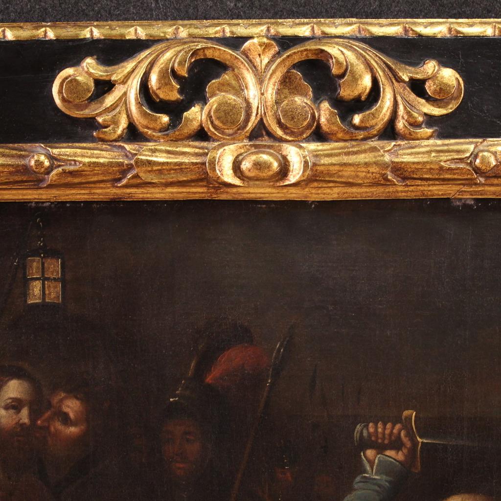 17th Century Oil on Canvas Italian Religious Painting The Taking of Christ, 1670 7