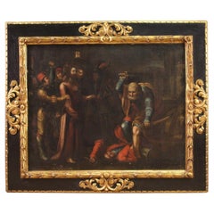 17th Century Oil on Canvas Italian Religious Painting The Taking of Christ, 1670