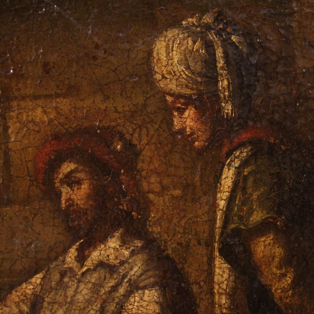 Late 17th Century 17th Century Oil on Canvas Italian Religious Painting The Unfaithful Farmer 1680 For Sale