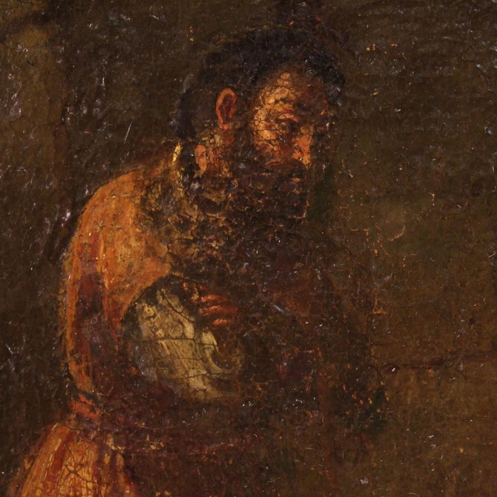 17th Century Oil on Canvas Italian Religious Painting The Unfaithful Farmer 1680 For Sale 2