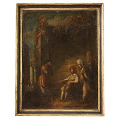 17th Century Oil on Canvas Italian Religious Painting The Unfaithful Farmer 1680