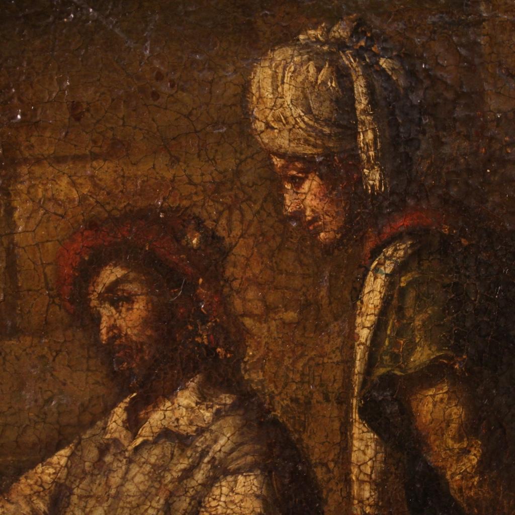 18th Century and Earlier 17th Century Oil on Canvas Italian Religious Painting The Unfaithful Farmer For Sale