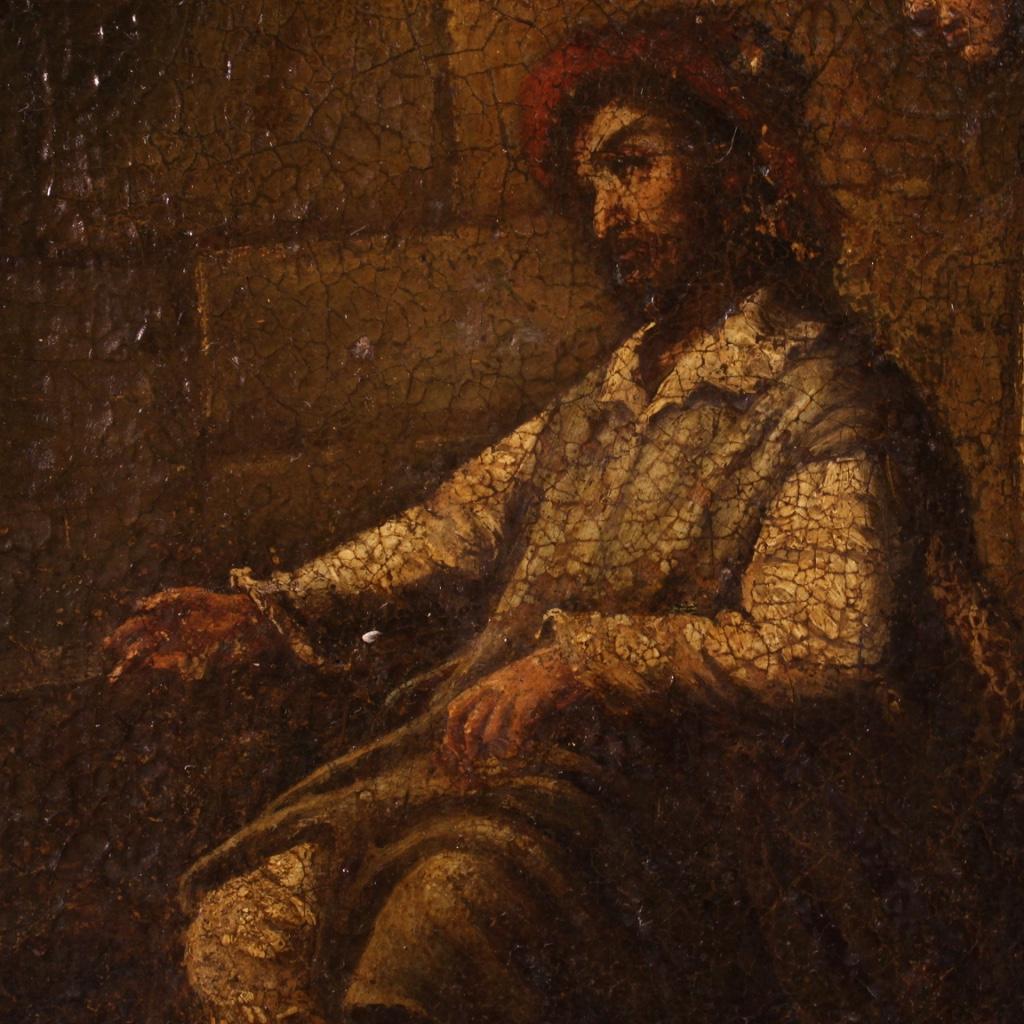 17th Century Oil on Canvas Italian Religious Painting The Unfaithful Farmer For Sale 1