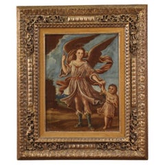 17th Century Oil on Canvas Italian Religious Painting Tobias and the Angel, 1680