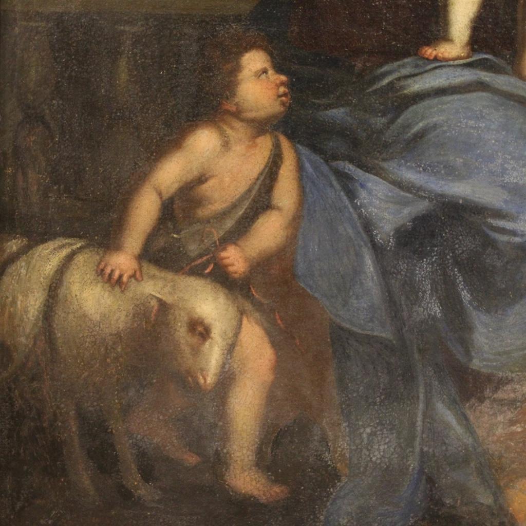 Late 17th Century 17th Century Oil on Canvas Italian Painting Virgin with Child and Saint John