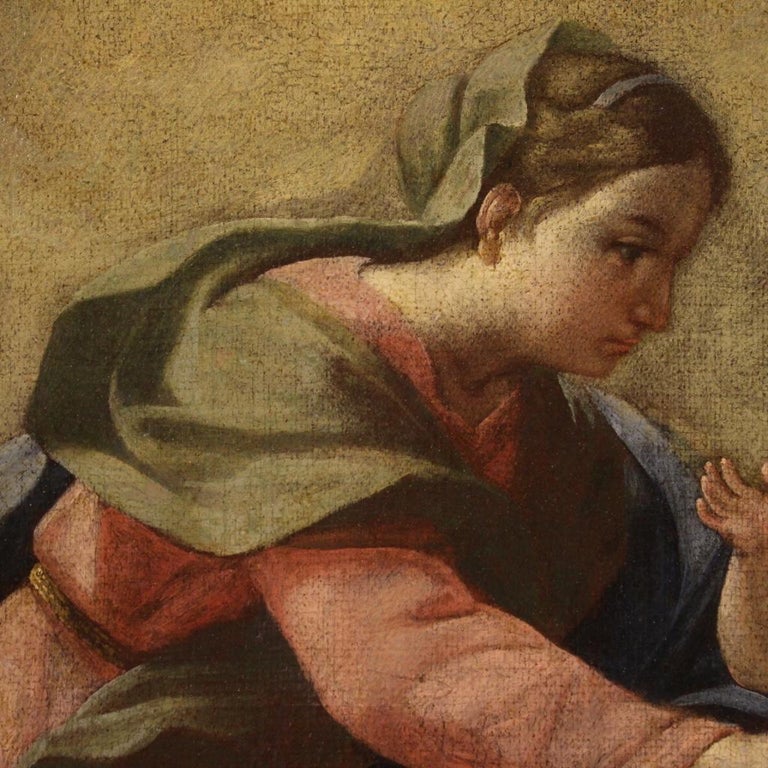 17th Century Oil on Canvas Italian Religious Painting Virgin with Child ...