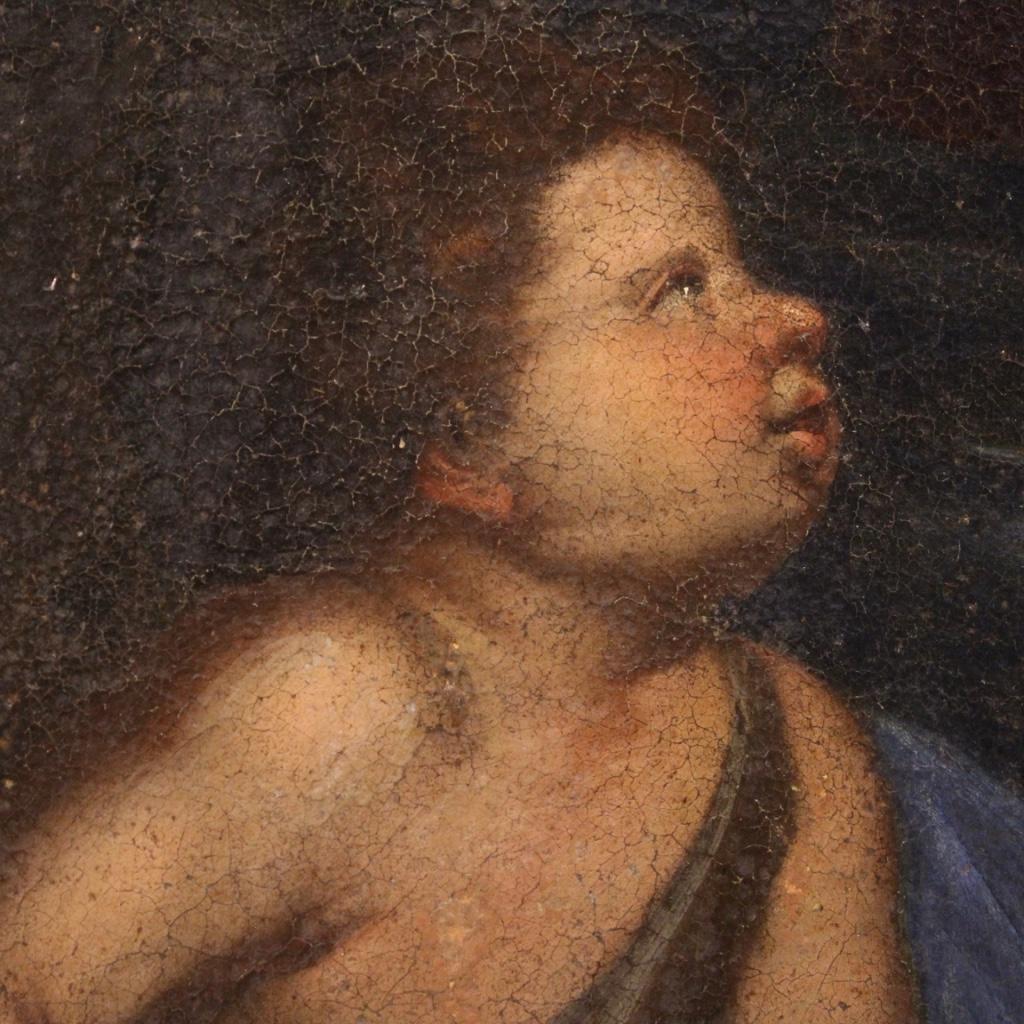 17th Century Oil on Canvas Italian Painting Virgin with Child and Saint John 3