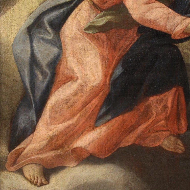 17th Century Oil on Canvas Italian Religious Painting Virgin with Child ...