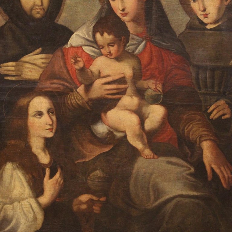 17th Century Oil on Canvas Italian Religious Painting Virgin with Child ...
