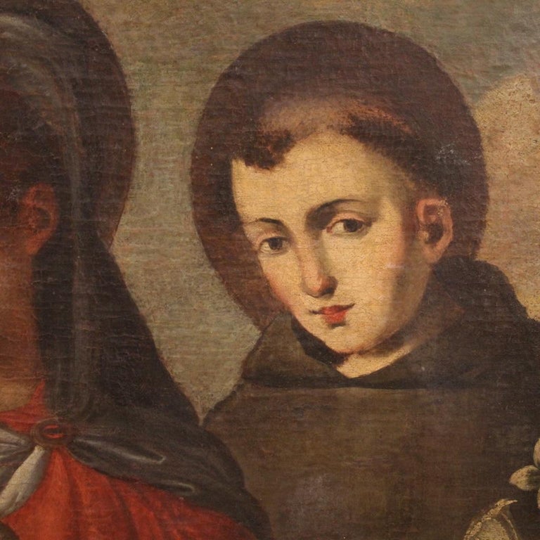 17th Century Oil on Canvas Italian Religious Painting Virgin with Child ...