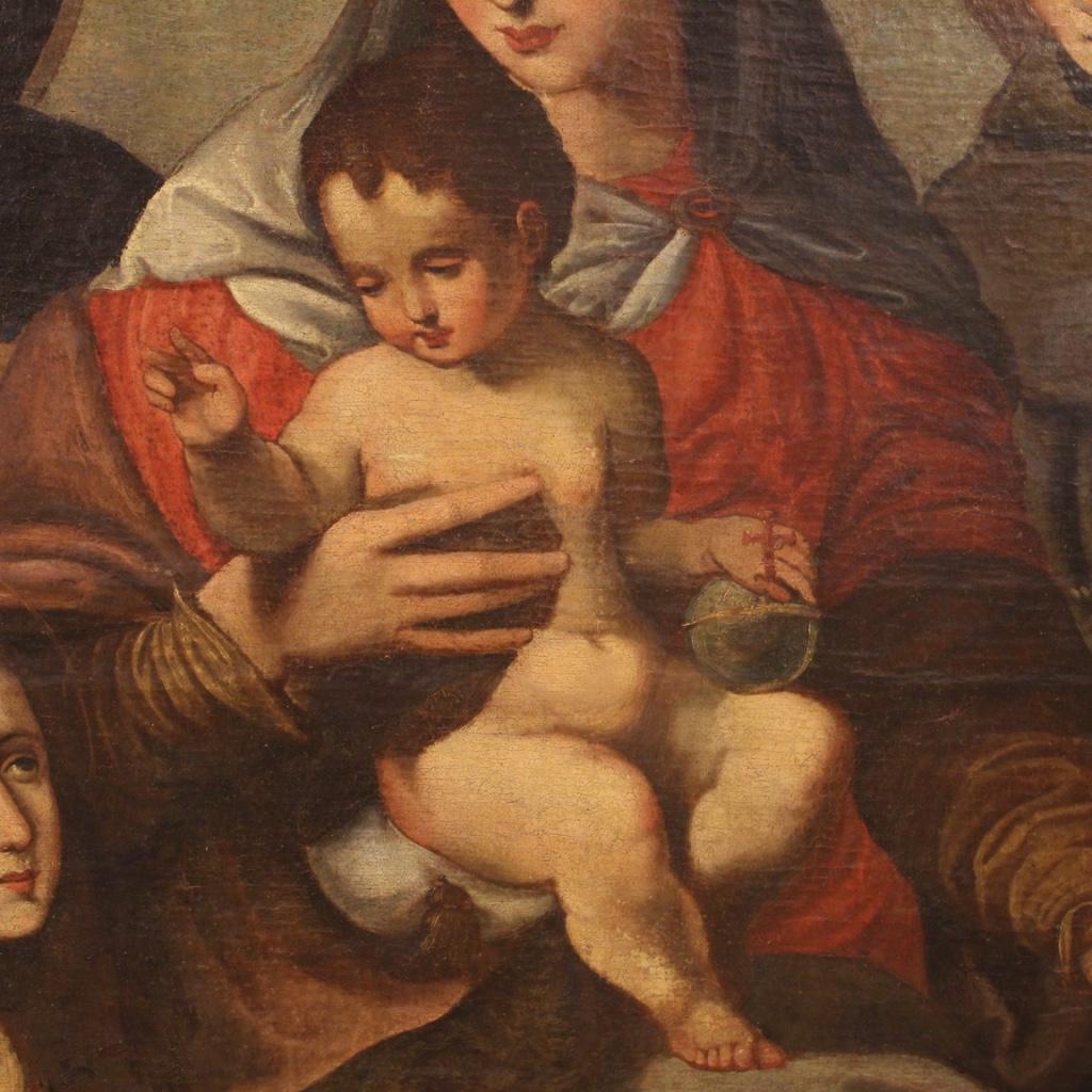 17th Century Oil on Canvas Italian Religious Painting Virgin with Child, 1680 4