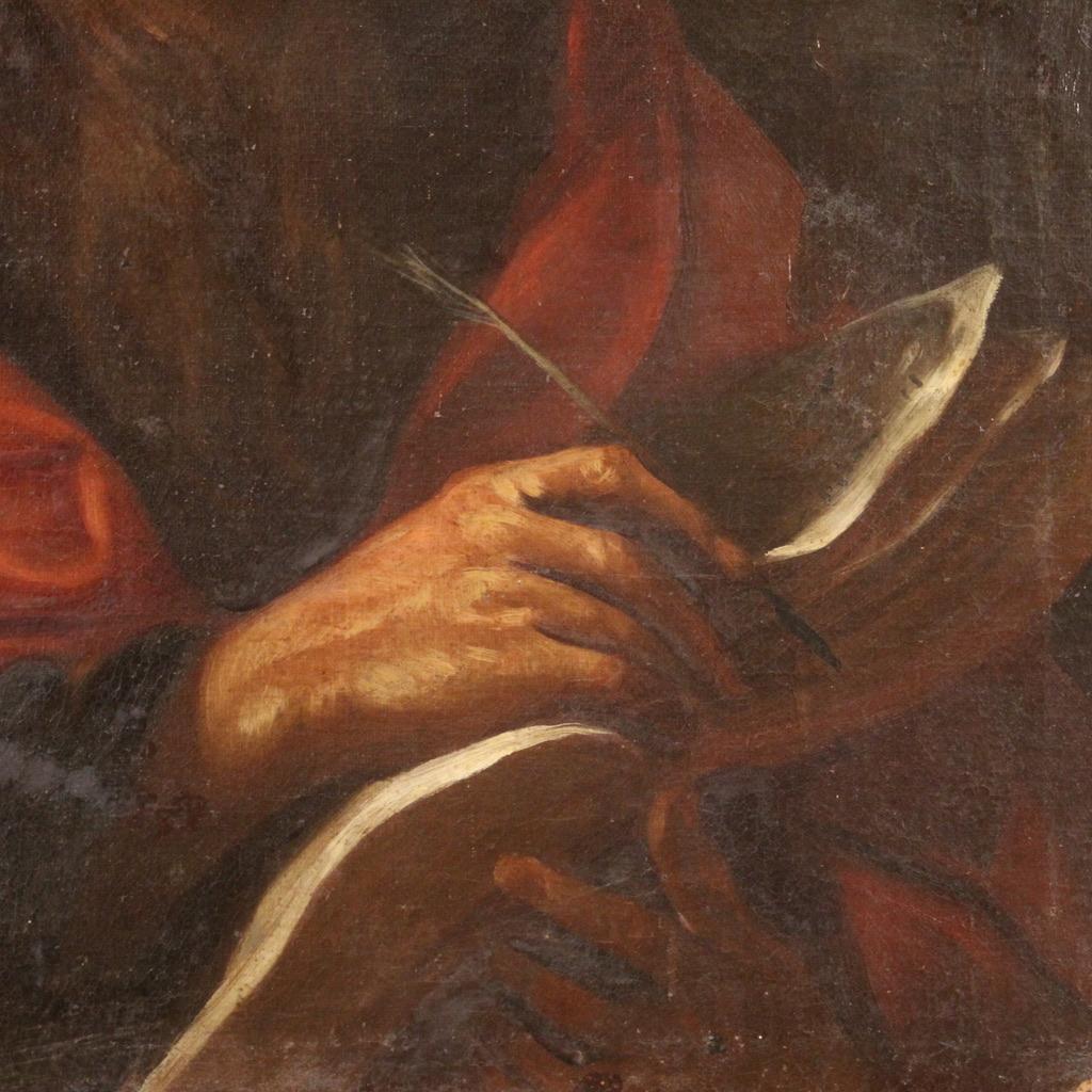 Late 17th Century 17th Century Oil on Canvas Italian School Antique Painting Apostle, 1680