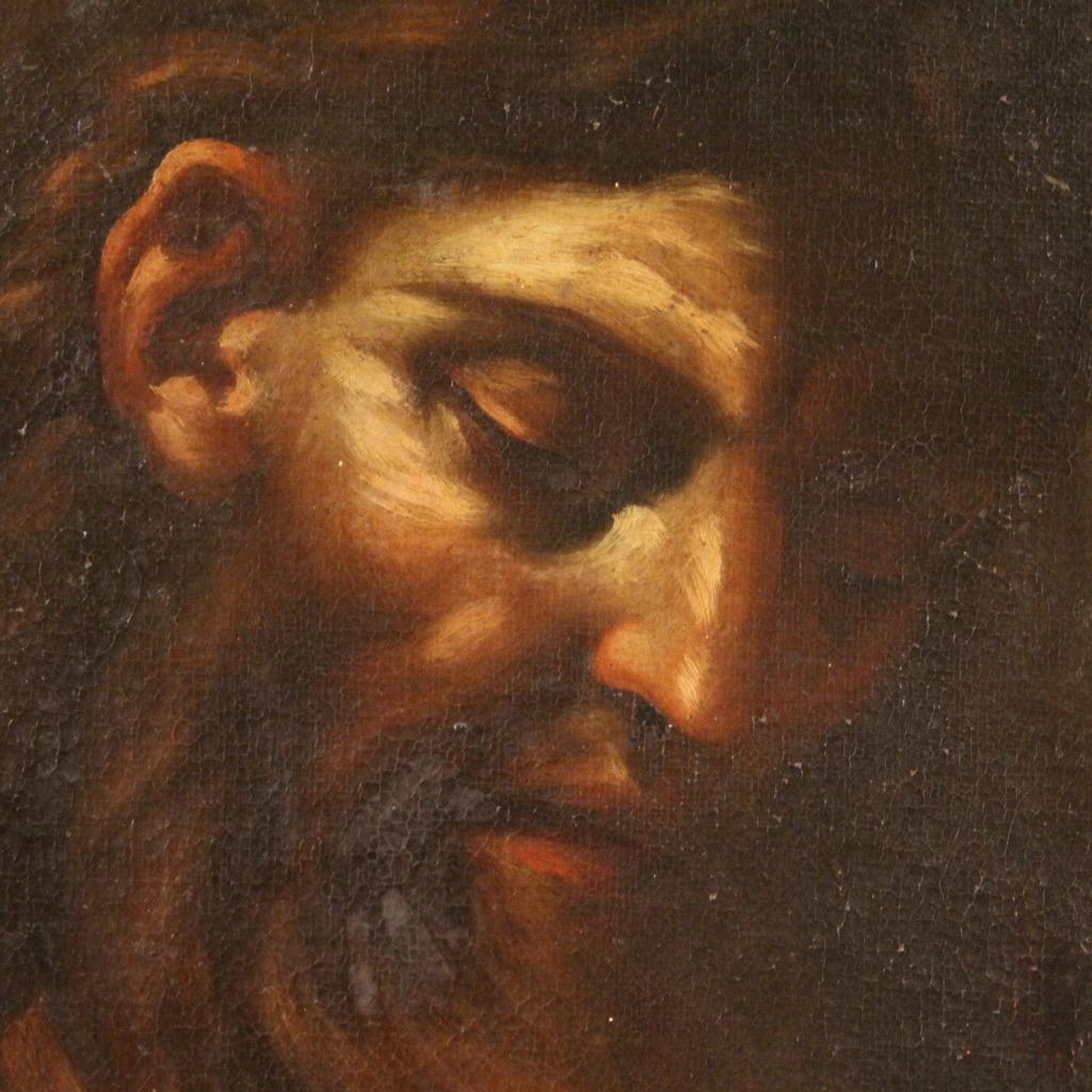 17th Century Oil on Canvas Italian School Antique Painting Apostle, 1680 4