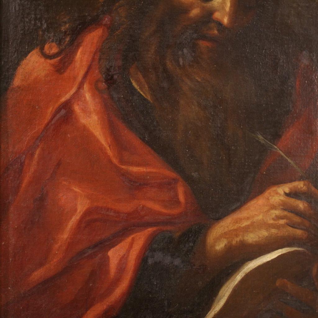 17th Century Oil on Canvas Italian School Antique Painting Apostle, 1680 5