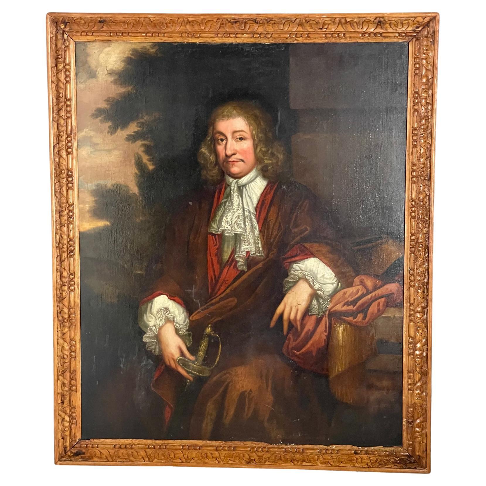 17th Century oil on canvas Josiah Childs attributed to John Riley For Sale