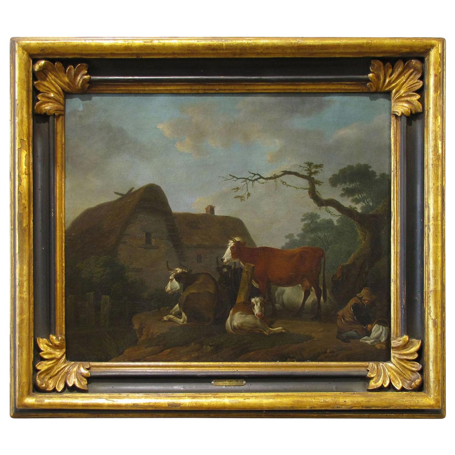 17th Century Oil on Canvas Landscape Painting by Adriaen van de Velde