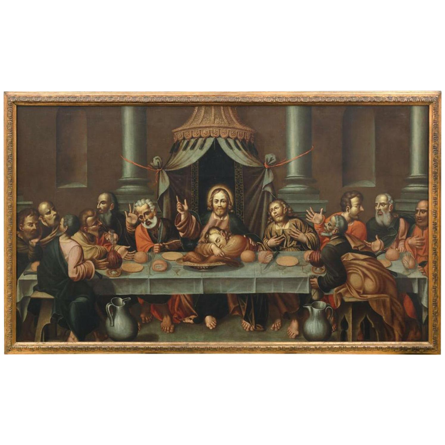 17th Century Oil on Canvas Last Supper Italy Venetian School, 1660s For Sale