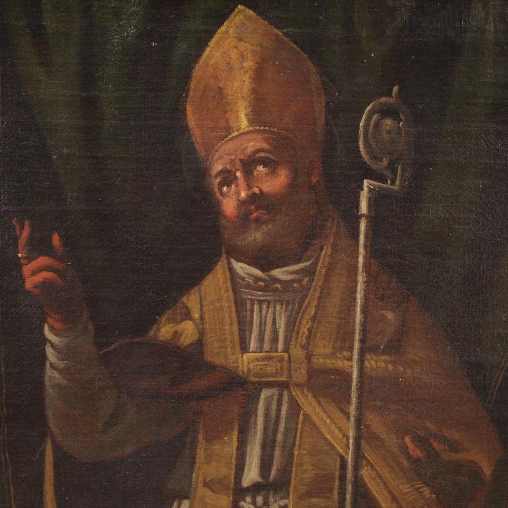 17. Jahrhundert Öl auf Leinwand Lombardische antike religiöse Malerei, 1640 im Zustand „Gut“ im Angebot in Vicoforte, Piedmont