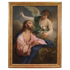 17th Century Oil on Canvas Lombard Antique Religious Painting, 1680