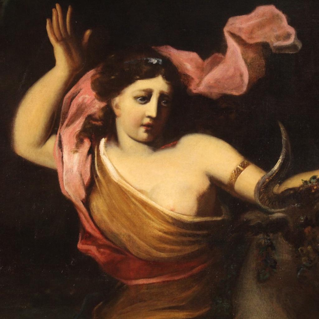 17th Century Oil on Canvas Mythological Spanish Painting the Rape Europa, 1680 1