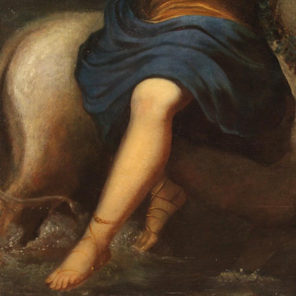 17th Century Oil on Canvas Mythological Spanish Painting the Rape Europa, 1680 3