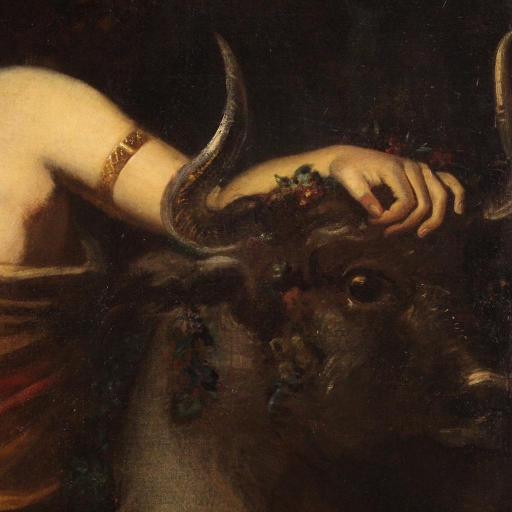 17th Century Oil on Canvas Mythological Spanish Painting The Rape of Europe 1680 1