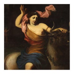 17th Century Oil on Canvas Mythological Spanish Painting The Rape of Europe 1680
