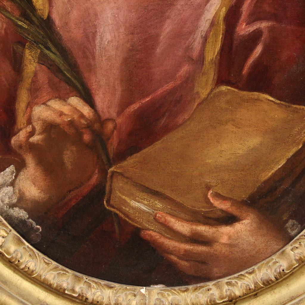17. Jahrhundert Öl auf Leinwand Oval Italienisch religiöse Malerei Saint Lawrence, 1680 (Geölt) im Angebot