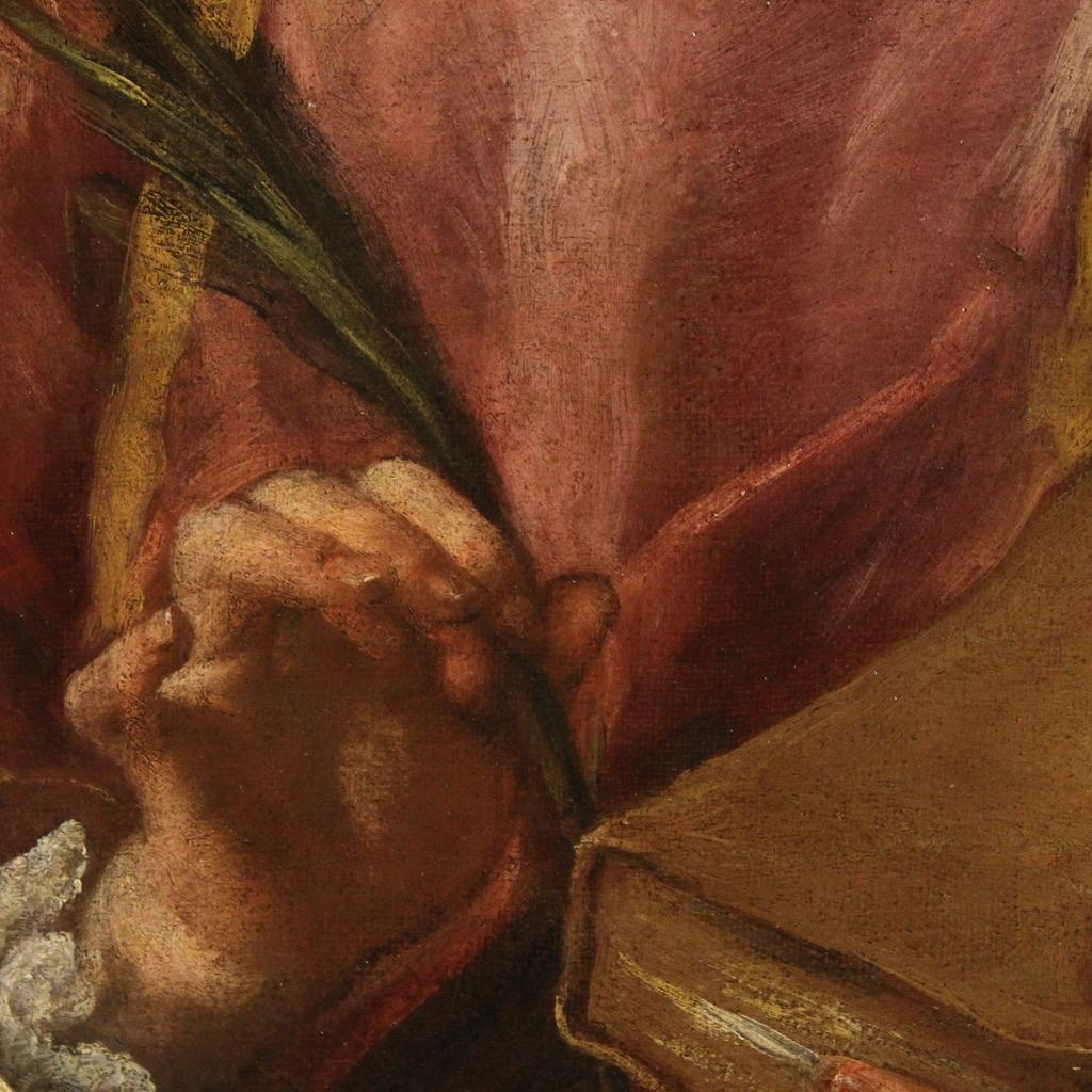 17. Jahrhundert Öl auf Leinwand Oval Italienisch religiöse Malerei Saint Lawrence, 1680 im Zustand „Gut“ im Angebot in Vicoforte, Piedmont