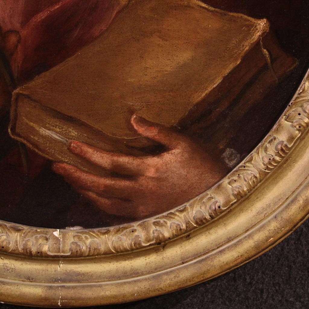 17. Jahrhundert Öl auf Leinwand Oval Italienisch religiöse Malerei Saint Lawrence, 1680 im Angebot 1