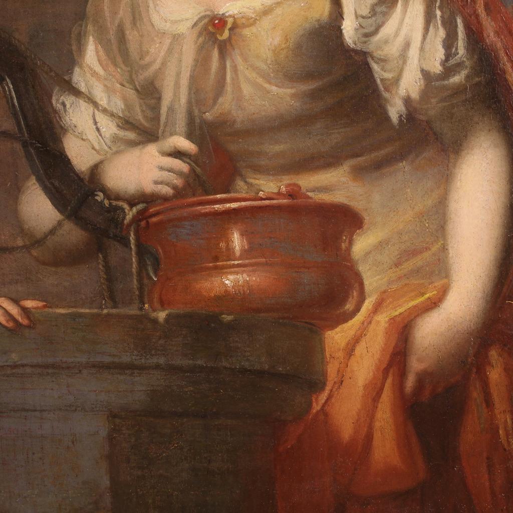 17. Jahrhundert Öl auf Leinwand Gemälde Jesus und die samaritanische Frau am Brunnen im Angebot 7