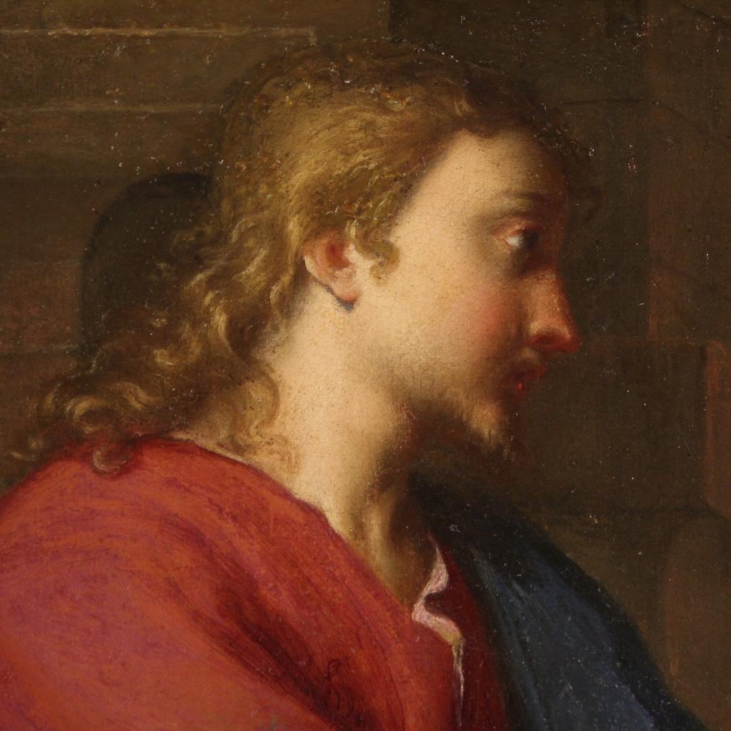 17. Jahrhundert Öl auf Leinwand Gemälde Jesus und die samaritanische Frau am Brunnen im Angebot 1