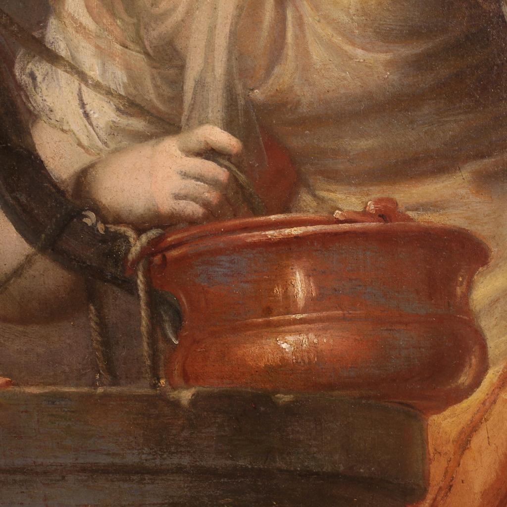 17. Jahrhundert Öl auf Leinwand Gemälde Jesus und die samaritanische Frau am Brunnen im Angebot 4
