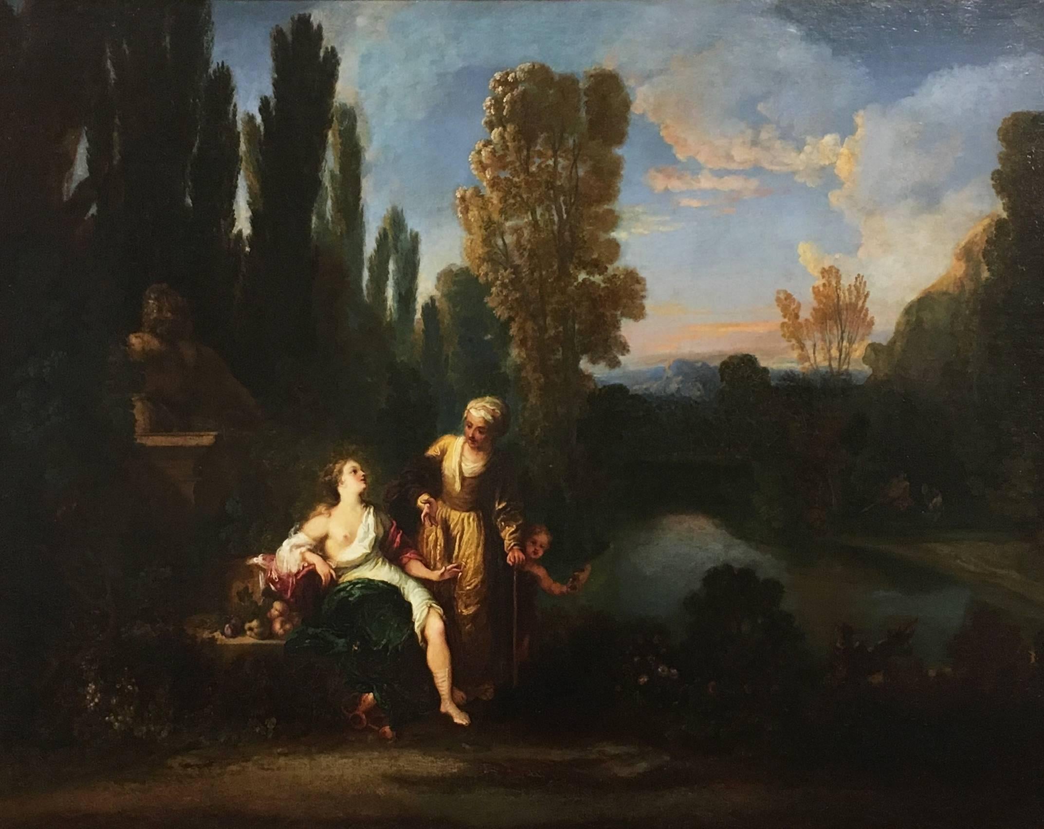 Italian 17th Century Oil on Canvas Painting with Landscape Attributed to Gaspard Dughet