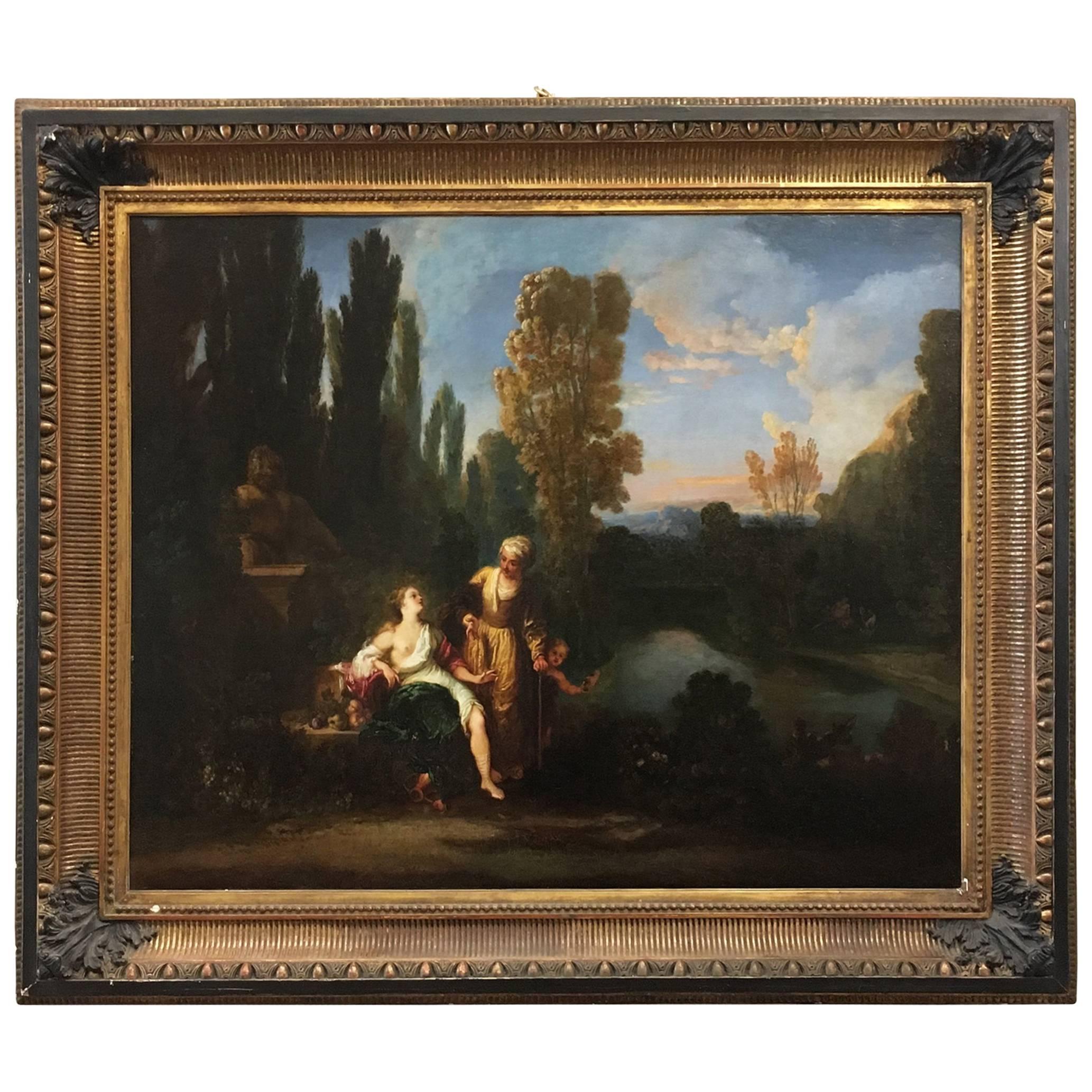 17th Century Oil on Canvas Painting with Landscape Attributed to Gaspard Dughet
