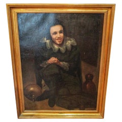 17th Century Oil on Canvas Period Copy of Velazquez "El bufon calabacillas"