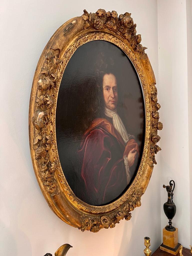 Oiled 17th Century Oil on Canvas Portrait Painting of a French Nobleman For Sale