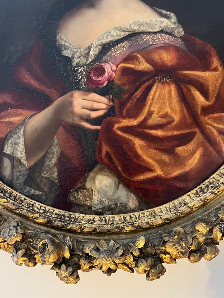 17th Century Oil on Canvas Portrait Painting of a French Noblewoman For Sale 2