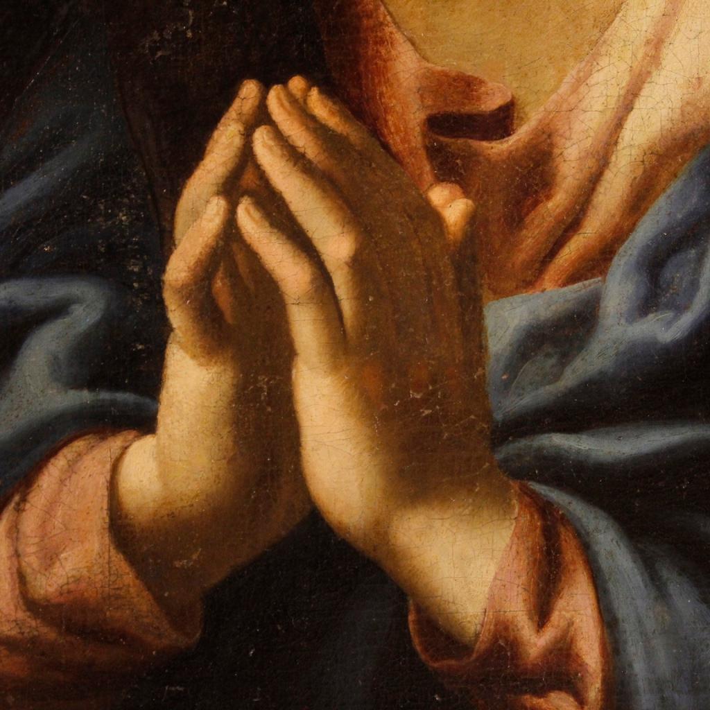 17th Century Oil on Canvas Religious Italian Painting Virgin with Child, 1680 4