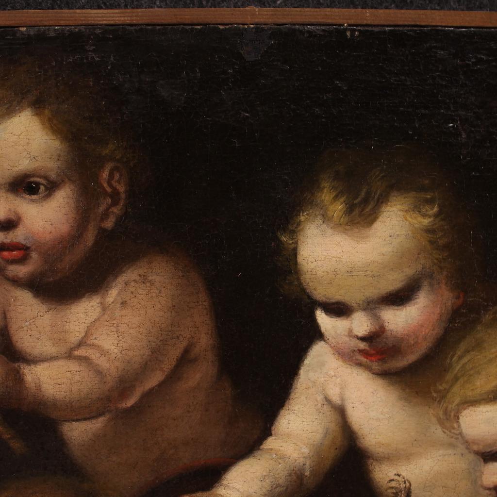 17th Century Oil on Canvas Rudolphine School Cherubs Game Painting, 1670 For Sale 6