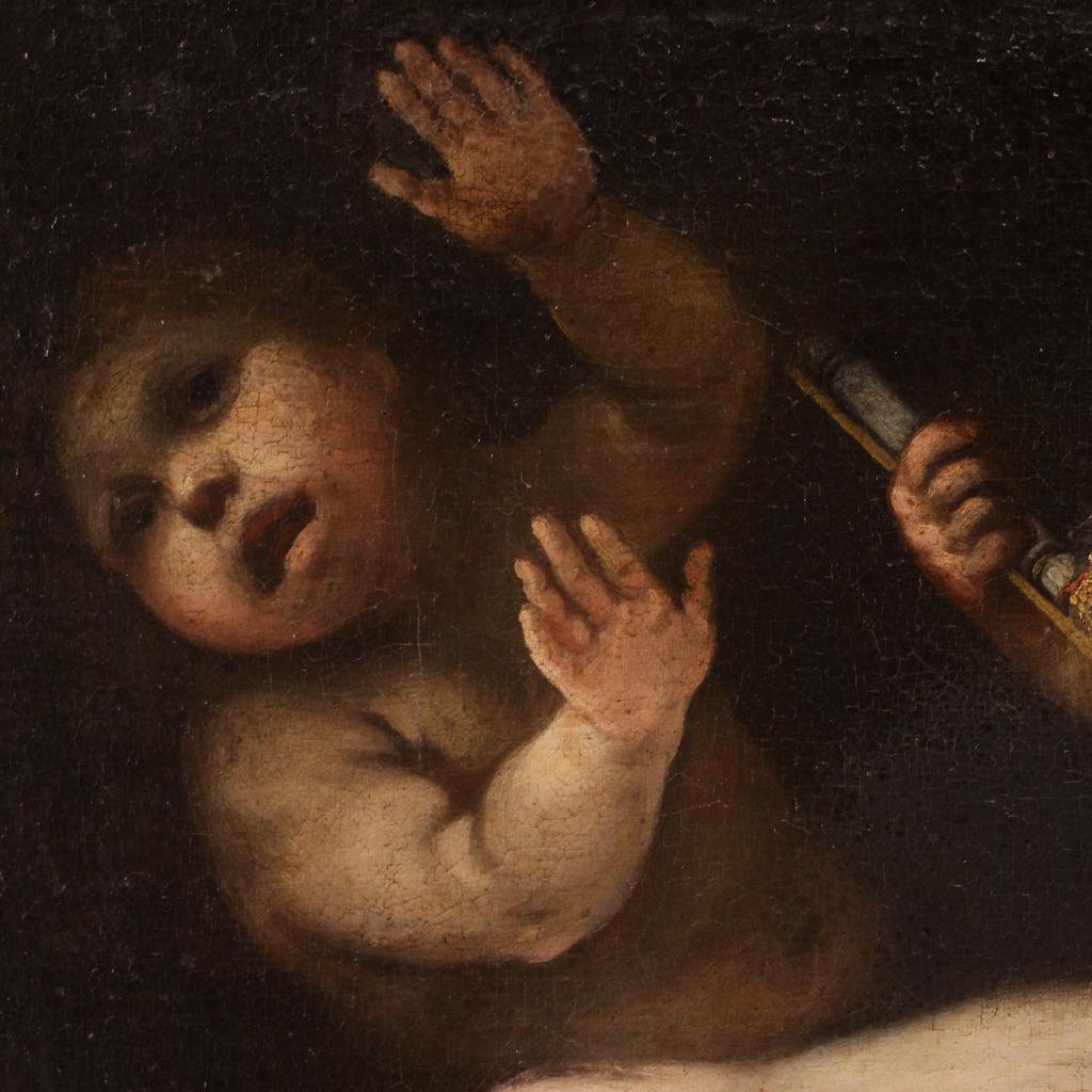 17th Century Oil on Canvas Rudolphine School Cherubs Game Painting, 1670 For Sale 7