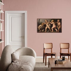 17th century OIl on Canvas Rudolphine School Painting, Cherub Games