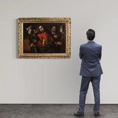 17th Century Oil on Canvas Spanish Painting Christ and the disciples of Emmaus