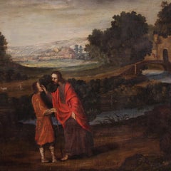 17th Century Oil on Canvas Spanish Painting The Healing of the Blind Man, 1670